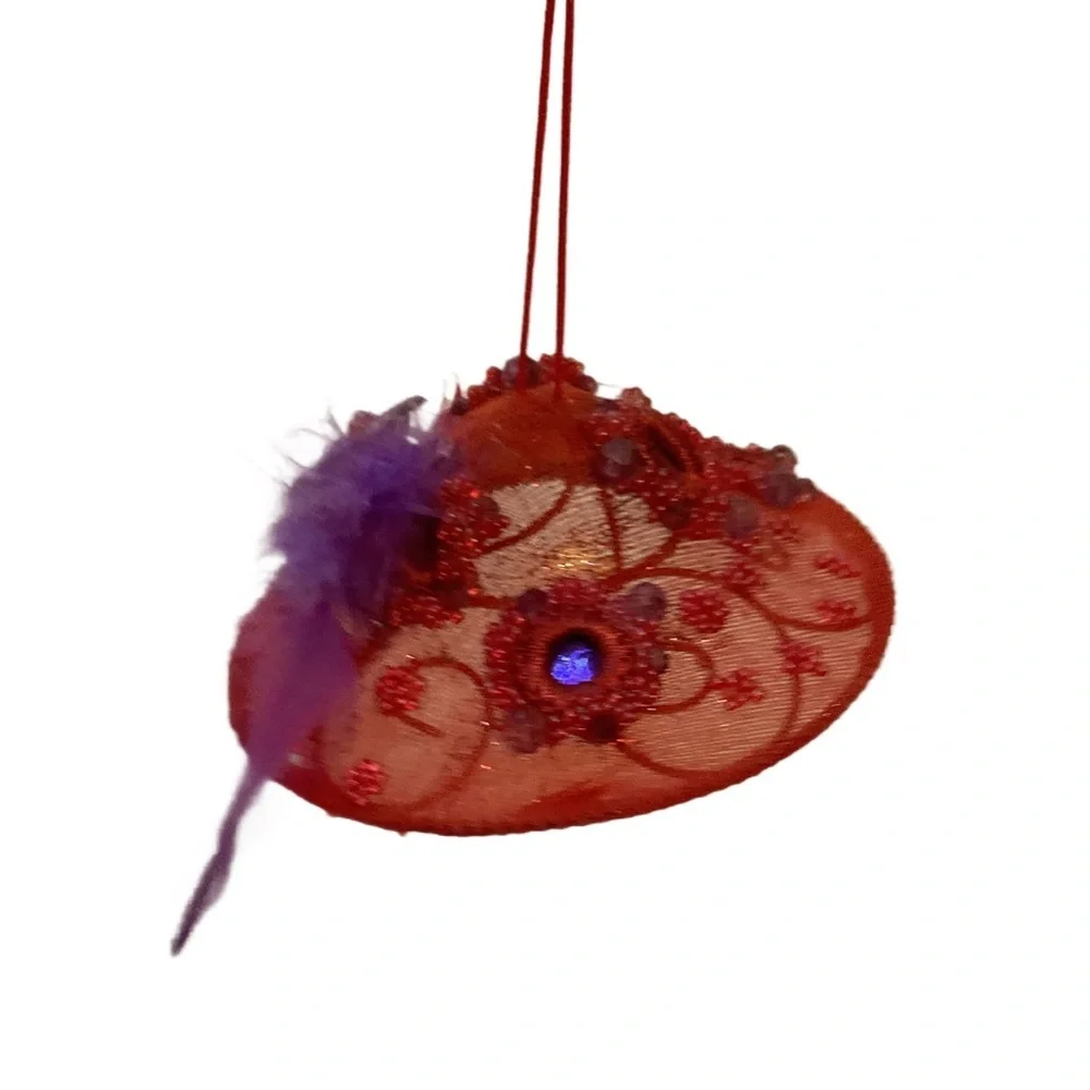 Avon Red and Purple Decorative Ornament Red Hat Ladies Society beaded